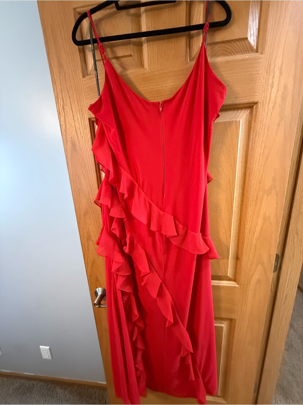 Aria Red Ruffle Slip Dress - Picture 2 of 3